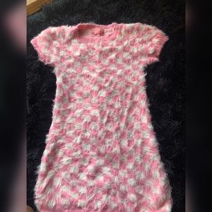 Fuzzy pink and white dress